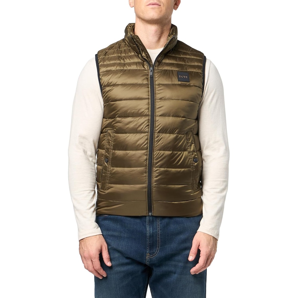 image:imageBOSS Mens Lightweight Nylon Patch Logo Puffer VestBeech Green