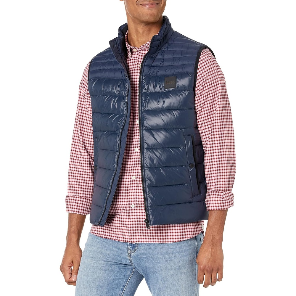 image:imageBOSS Mens Lightweight Nylon Patch Logo Puffer VestShiny Bering Sea