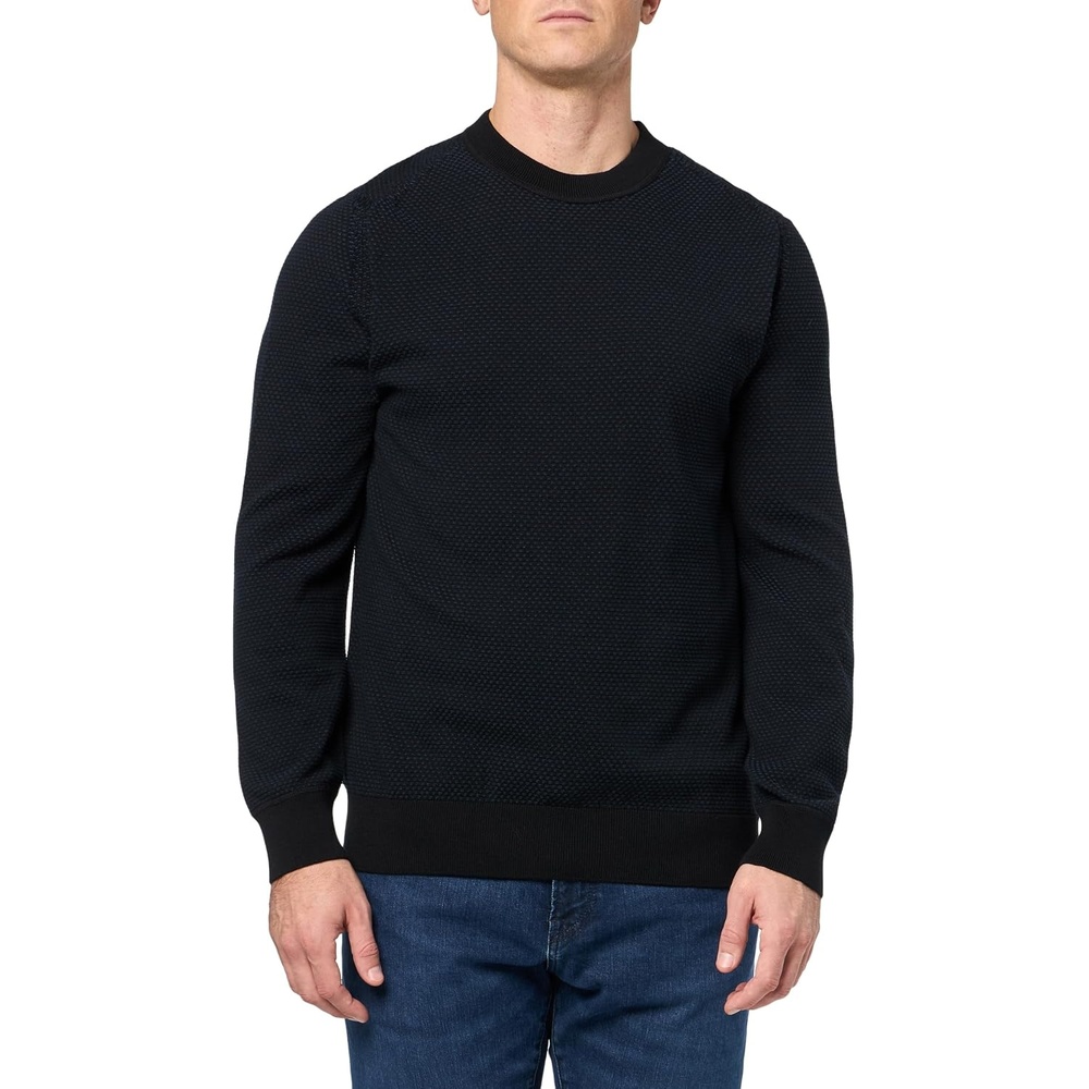 image:imageBOSS Mens Microstitch Cotton Blend SweaterBlack Currant