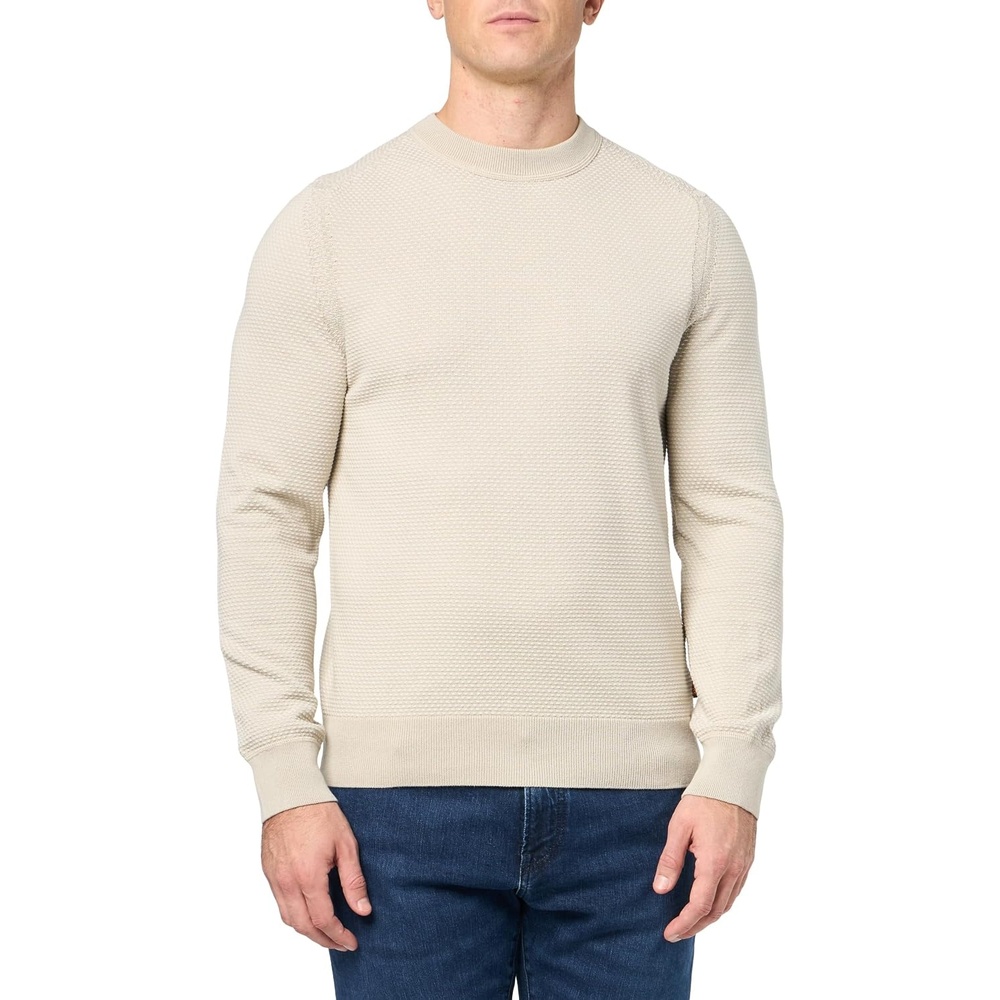 image:imageBOSS Mens Microstitch Cotton Blend SweaterOat Cream