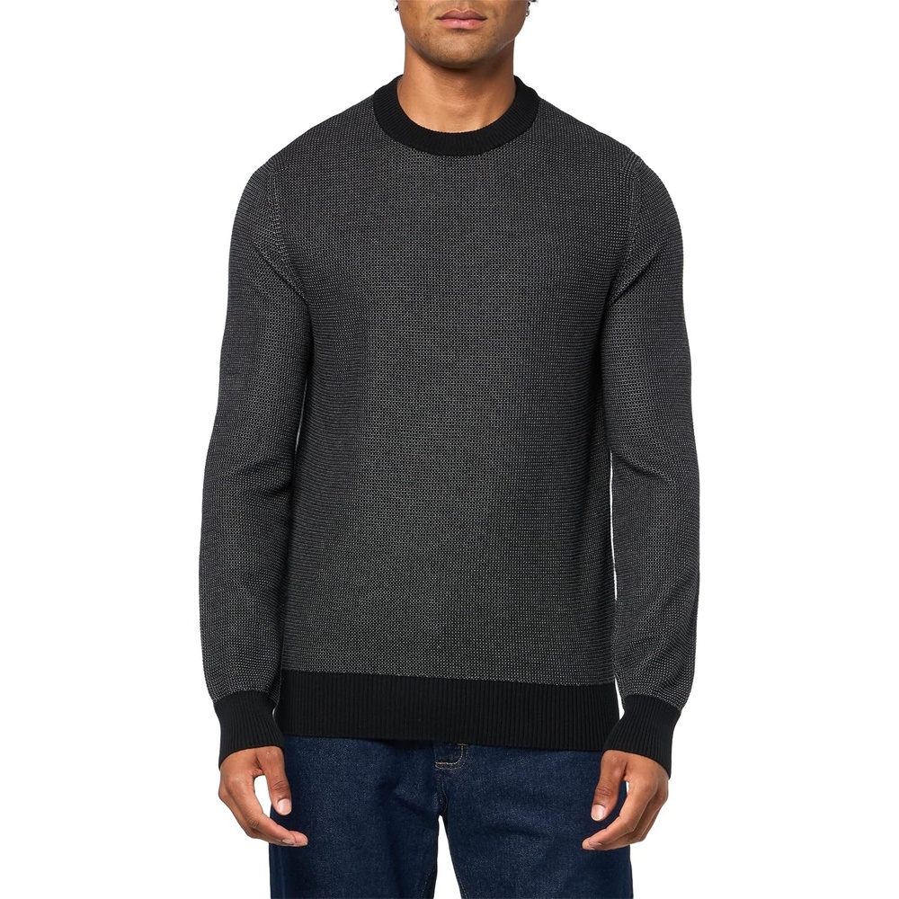 image:imageBOSS Mens Mock Turtle Cotton Blend SweaterPitch Black