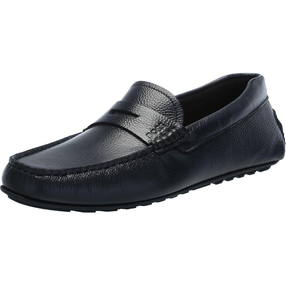 image:imageBOSS Mens Noel Grainy Leather MoccasinsBlueberry Blue