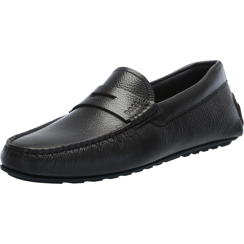 image:imageBOSS Mens Noel Grainy Leather MoccasinsBrown Wood