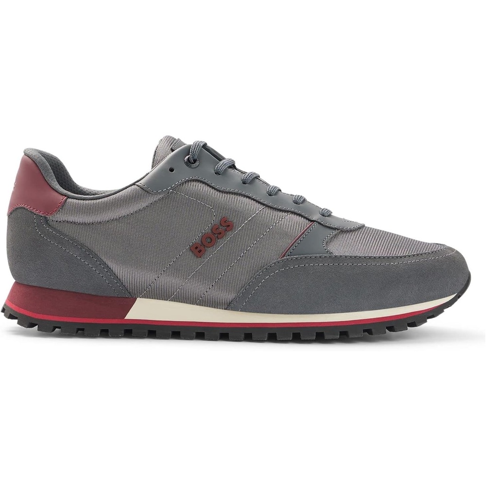image:imageBOSS Mens ParkourL Runn Sneakers in Mixed Materials with Laces and Embossed LogoOpen Grey