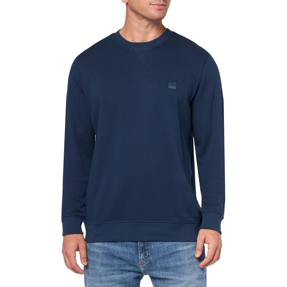 image:imageBOSS Mens Patch Logo French Terry Pullover Cotton SweatshirtBlueberry Blue