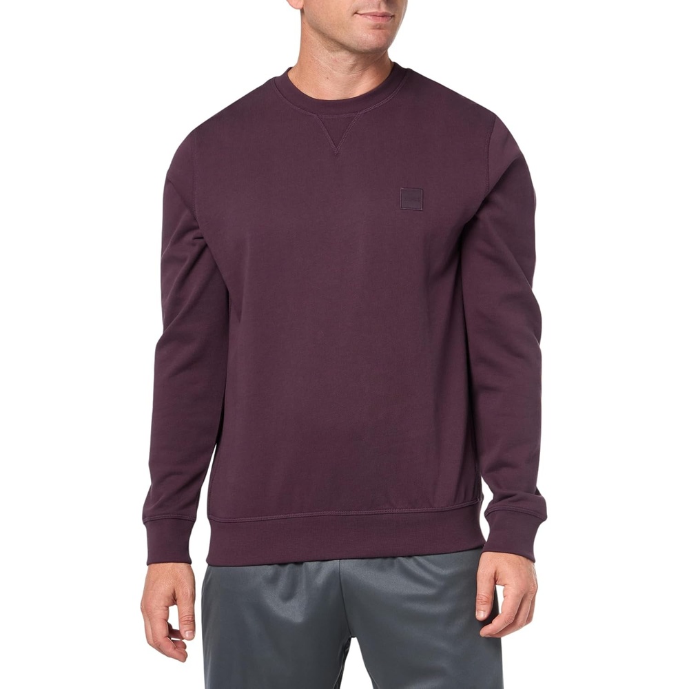 image:imageBOSS Mens Patch Logo French Terry Pullover Cotton SweatshirtEggplant
