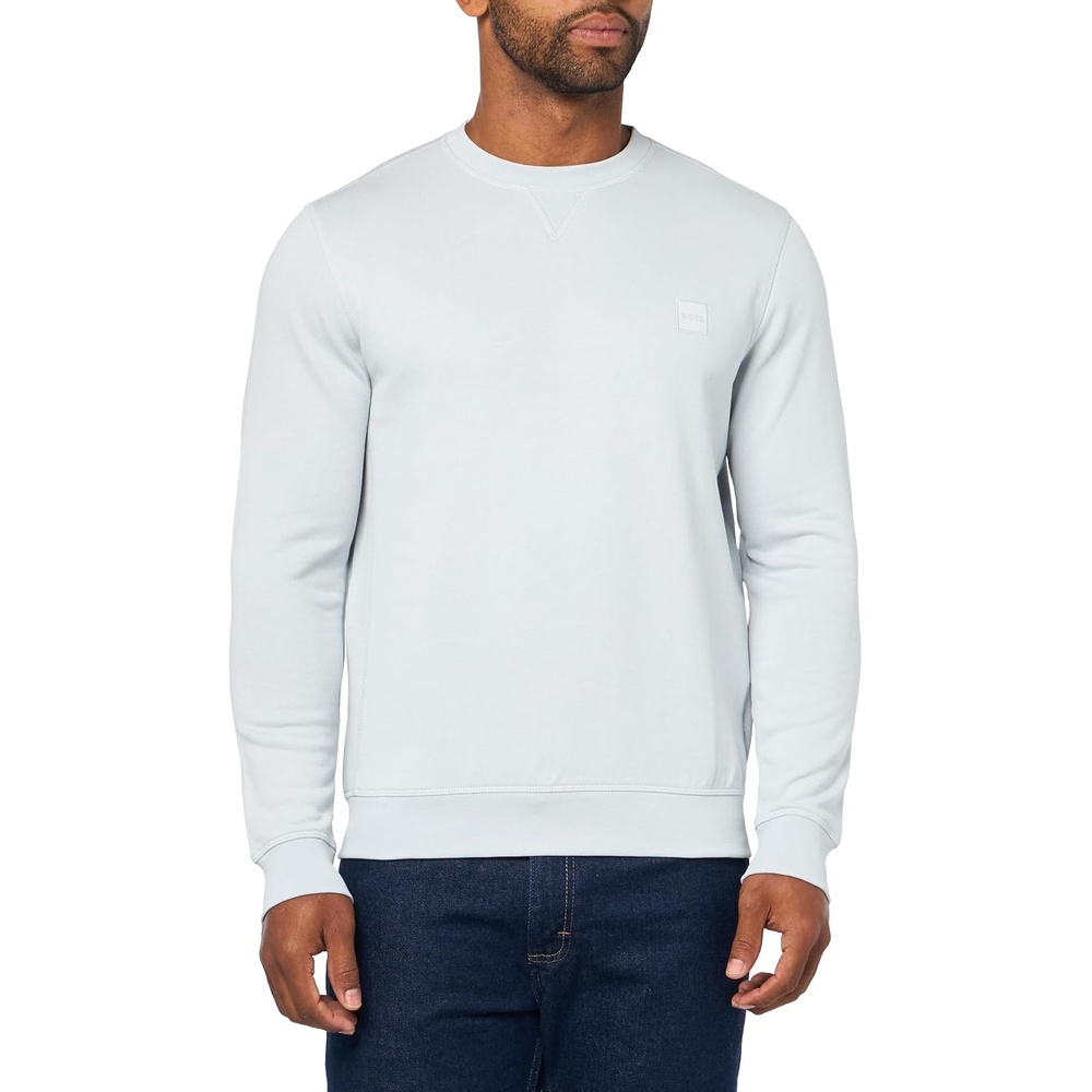 image:imageBOSS Mens Patch Logo French Terry Pullover Cotton SweatshirtGrey Skies