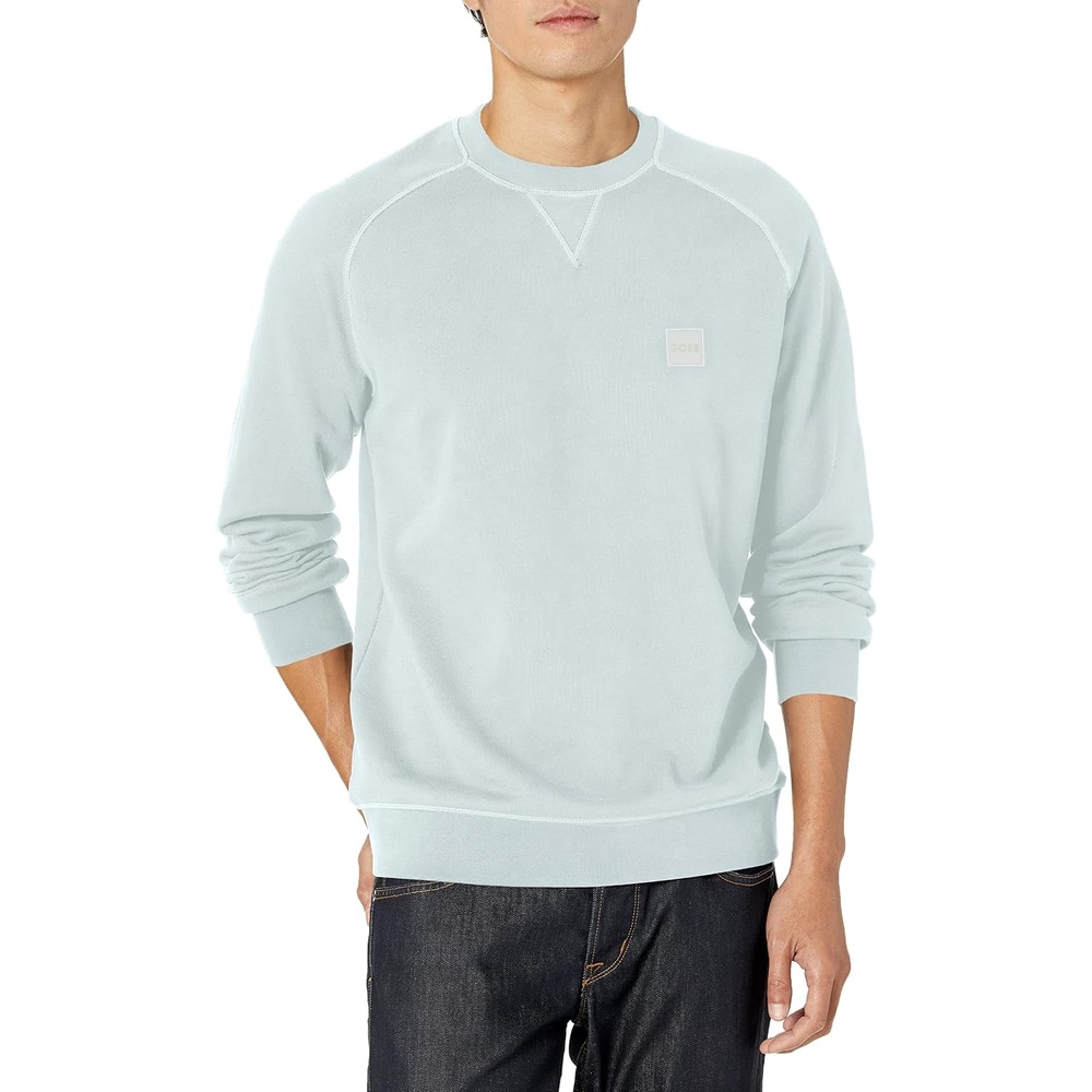 image:imageBOSS Mens Patch Logo French Terry Pullover Cotton SweatshirtIce Flow
