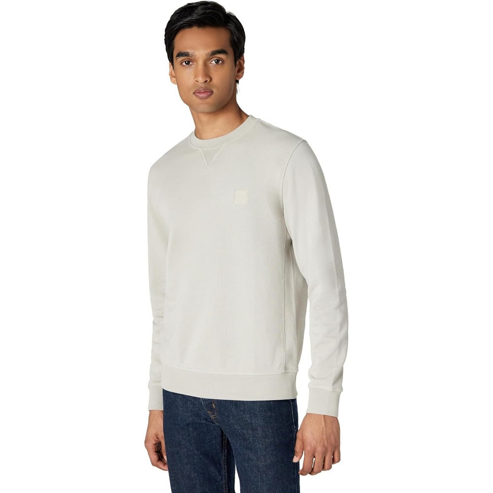 image:imageBOSS Mens Patch Logo French Terry Pullover Cotton SweatshirtLight Dove Grey