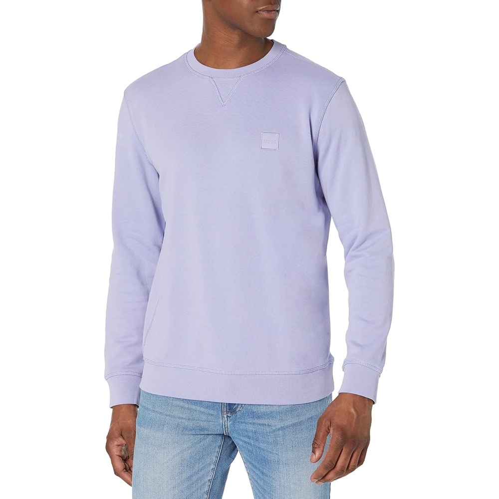 image:imageBOSS Mens Patch Logo French Terry Pullover Cotton SweatshirtPersian Violet
