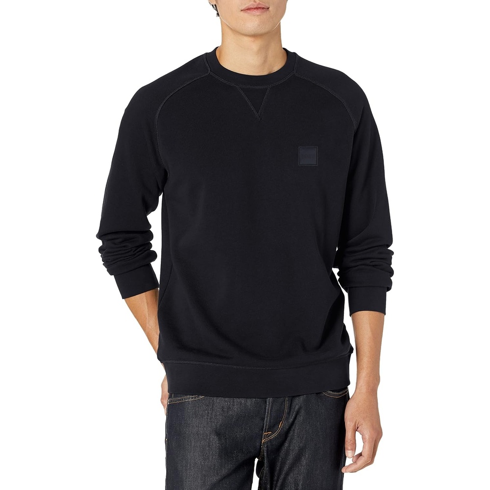 image:imageBOSS Mens Patch Logo French Terry Pullover Cotton SweatshirtSky Captain Navy