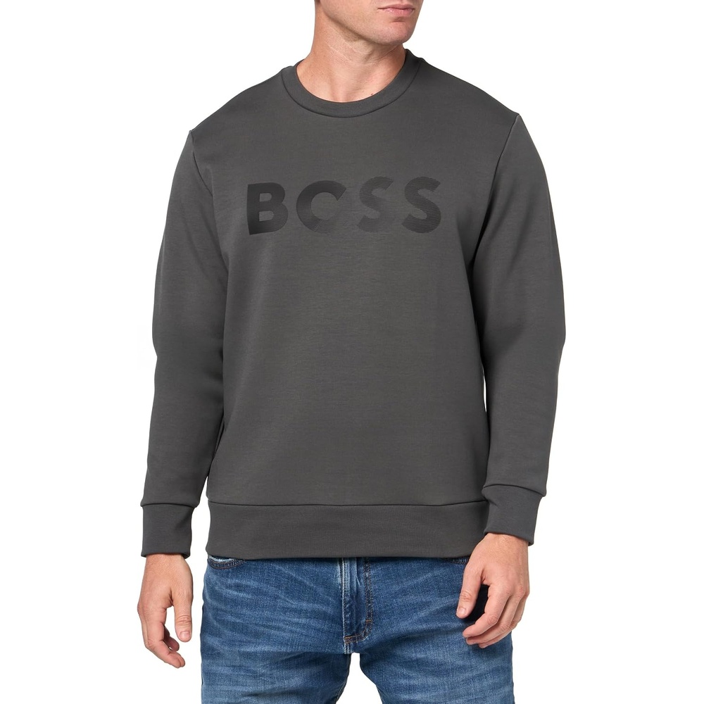 image:imageBOSS Mens Shade Embossed Logo Crew Neck SweatshirtLava Smoke