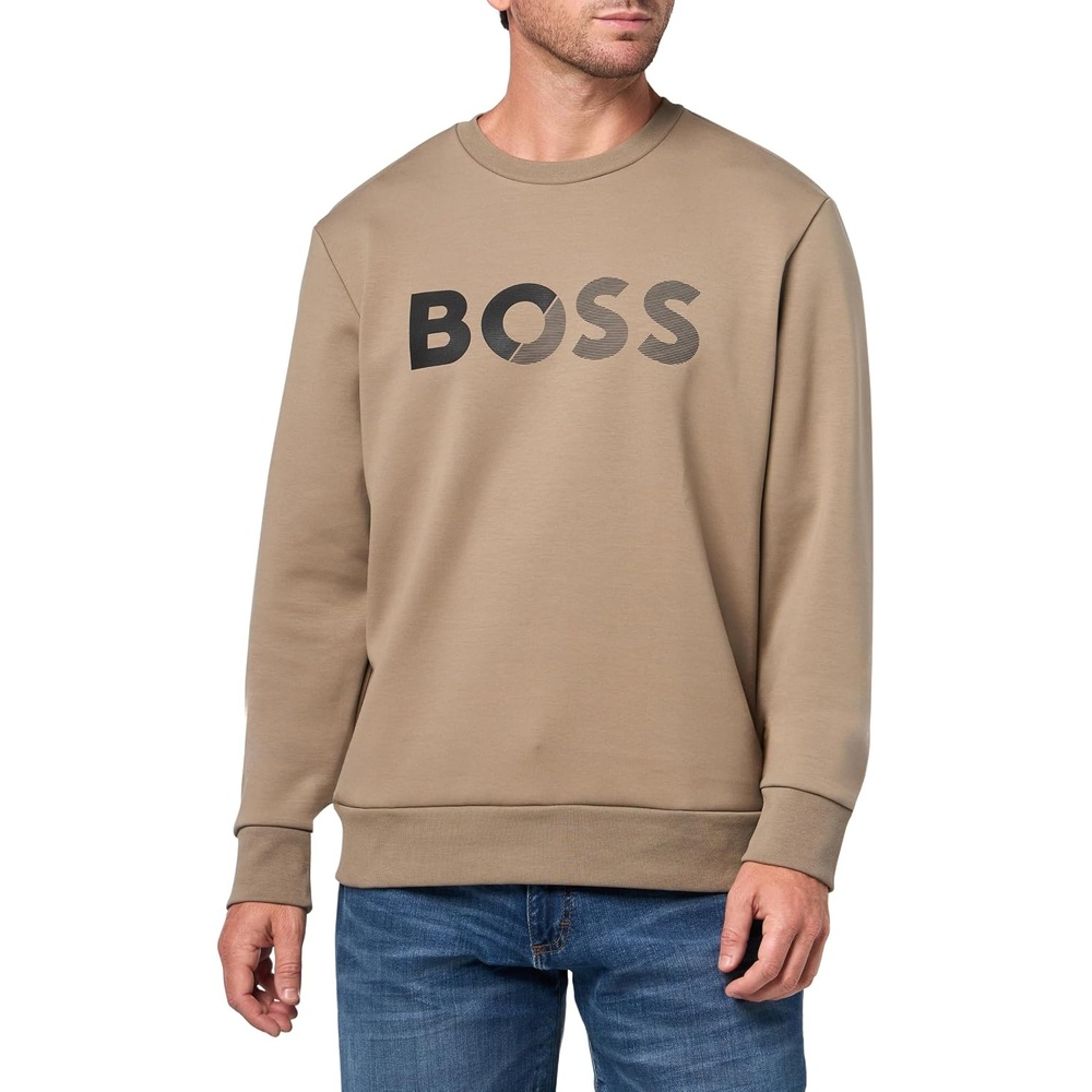 image:imageBOSS Mens Shade Embossed Logo Crew Neck SweatshirtTeak Beige