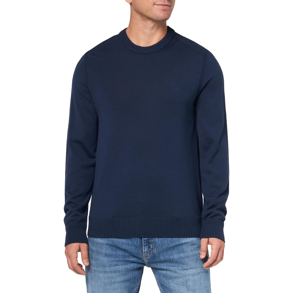image:imageBOSS Mens Small Logo Wool Blend SweaterBlueberry Blue