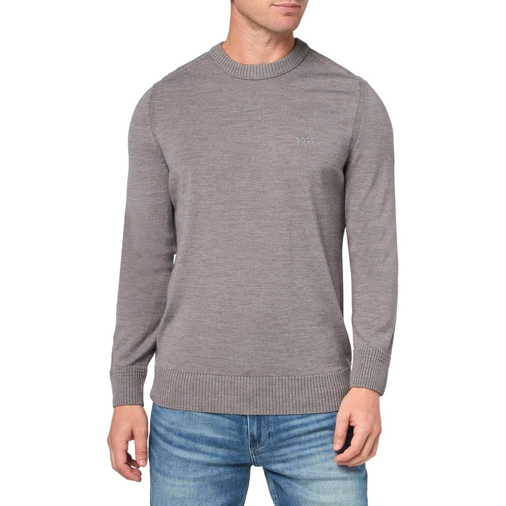 image:imageBOSS Mens Small Logo Wool Blend SweaterMoonrock Grey