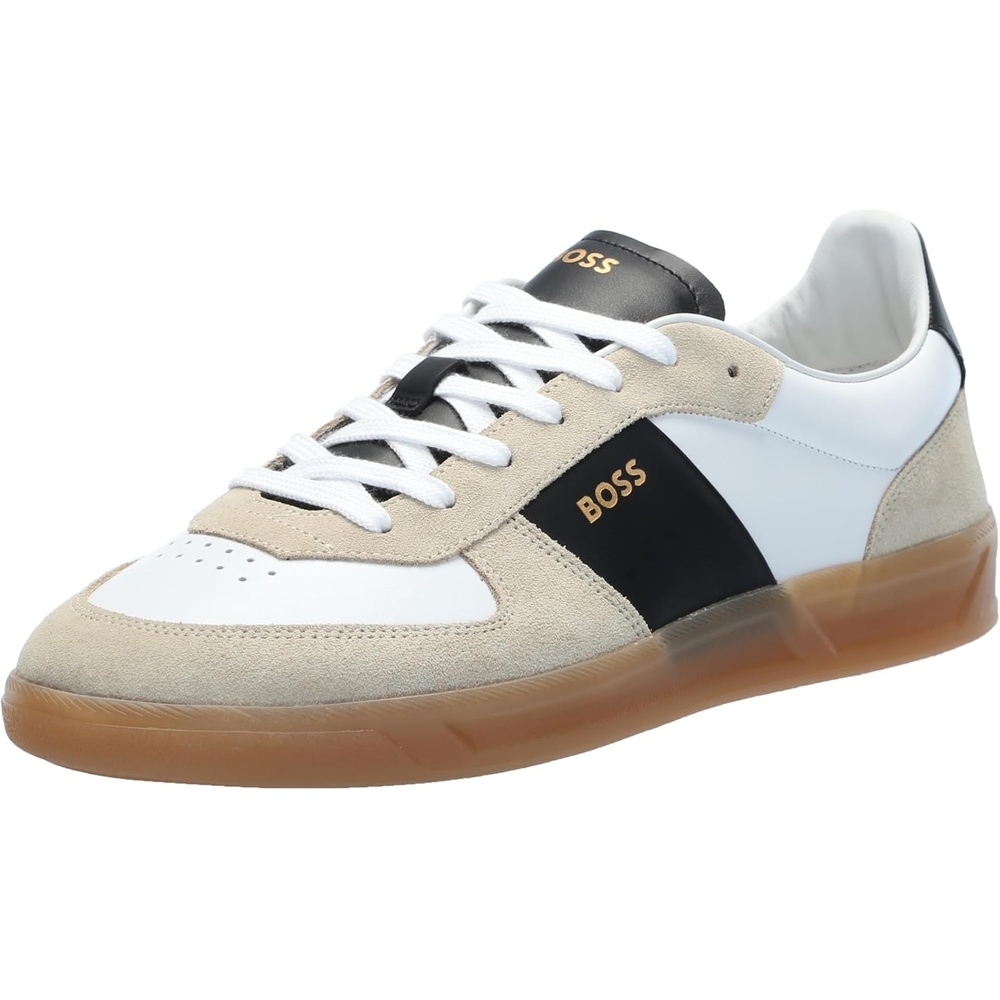 image:imageBOSS Mens Soft Leather Block Logo Low Top SneakerLychee White
