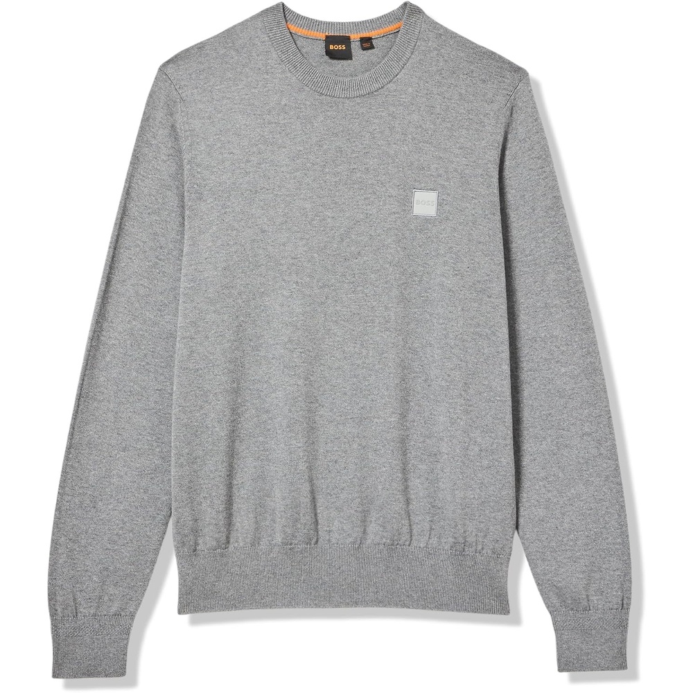 image:imageBOSS Mens Square Logo Cotton Blend Knit SweaterSnowflake Grey