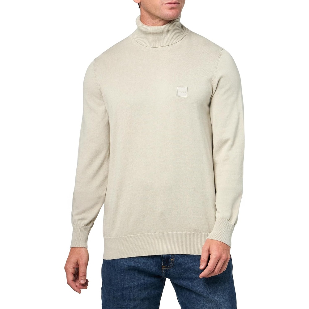 image:imageBOSS Mens Square Logo Cotton Blend Turtle Neck SweaterDark Dust