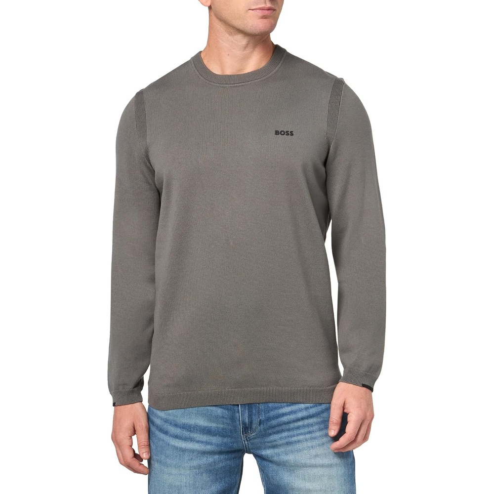image:imageBOSS Mens Tech Flex Cotton Stretch Knit SweaterFossil Grey