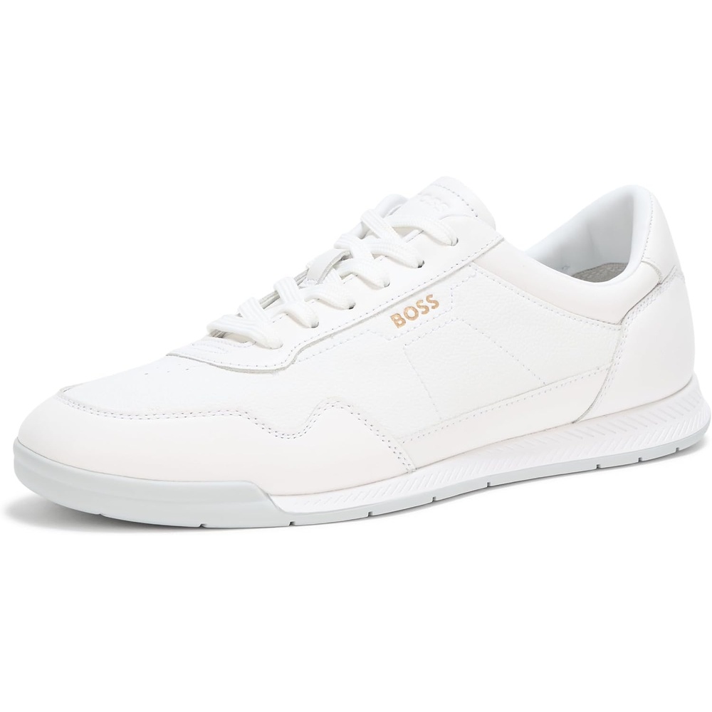 image:imageBOSS Mens Titanium Low Profile Leather SneakerWhite Bone