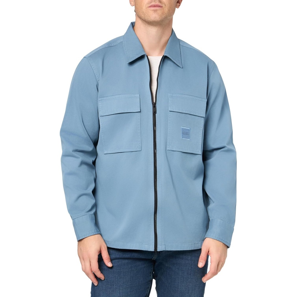 image:imageBOSS Mens Twill Cargo Pocket Zip Up OvershirtBlue Sapphire
