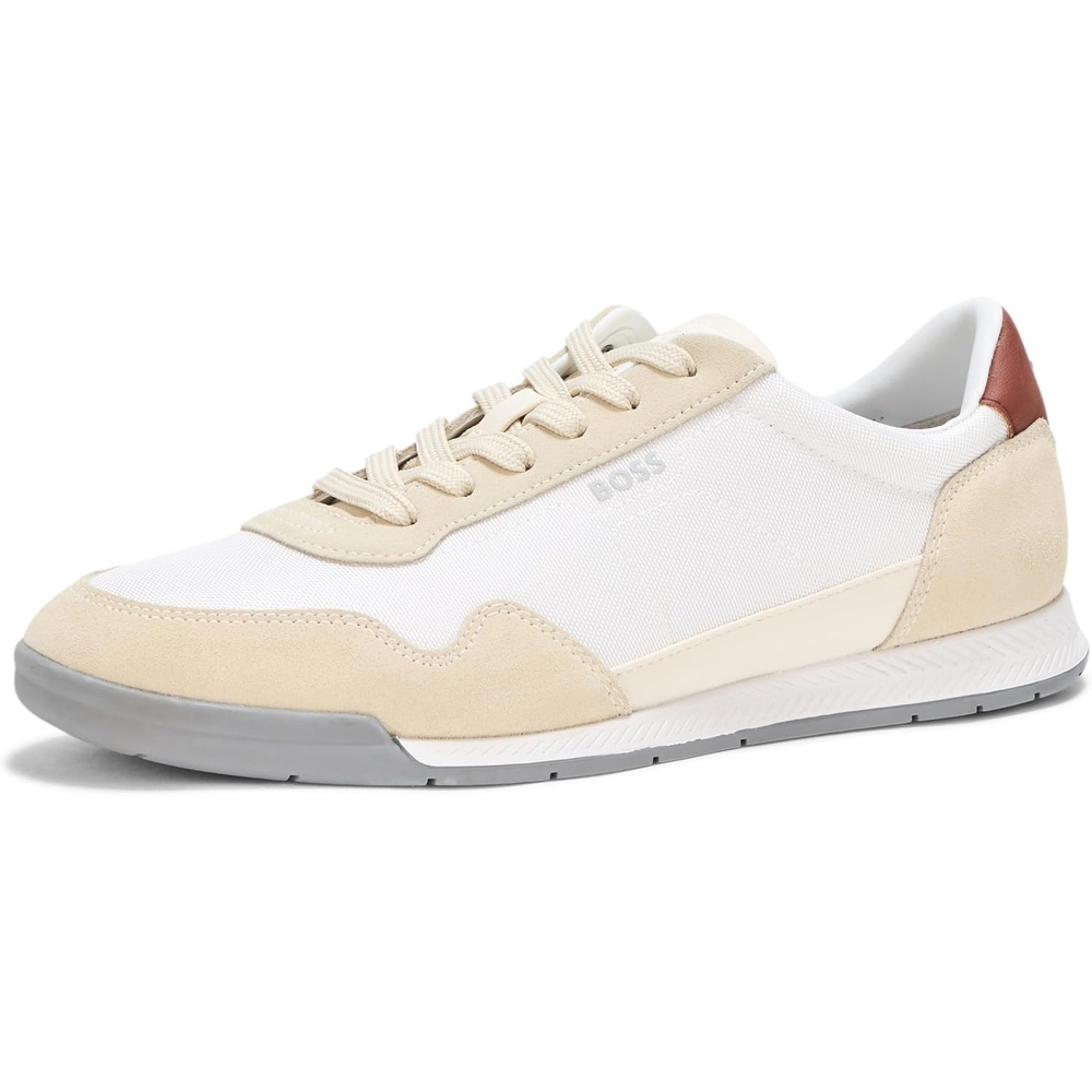 image:imageBOSS Womens Leather Mix Low Top SneakerOyster White  Clean White