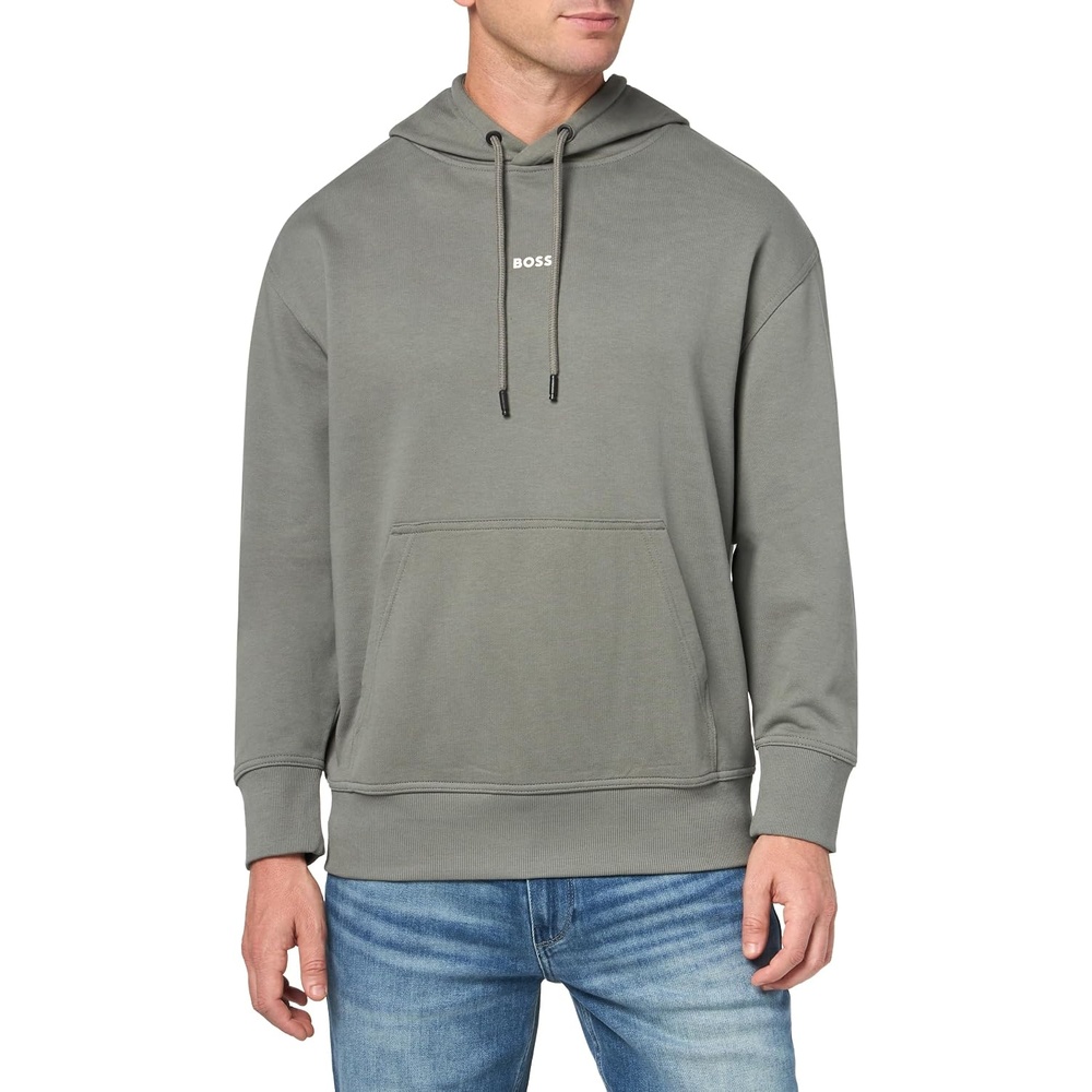 image:imageBOSS mens Center Logo French Terry Hooded SweatshirtFossil Grey