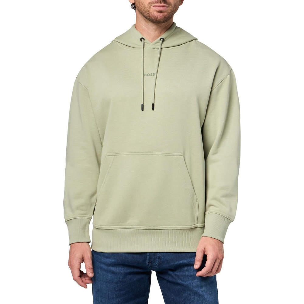 image:imageBOSS mens Center Logo French Terry Hooded SweatshirtMoss Green