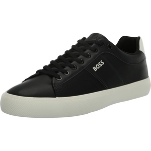 BOSS Men’s Aiden Logo Block Leather Low Top Sneakers(Black Pepper)