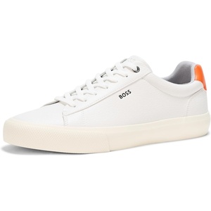 BOSS Men’s Aiden Logo Block Leather Low Top Sneakers(Catfish Black)