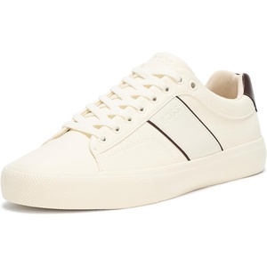 BOSS Men’s Aiden Logo Block Leather Low Top Sneakers(Cream)