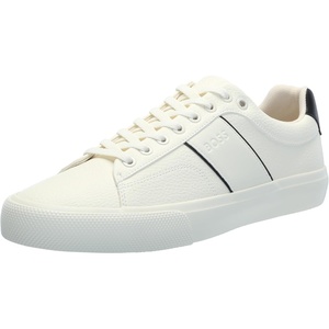 BOSS Men’s Aiden Logo Block Leather Low Top Sneakers(Natural Oat)