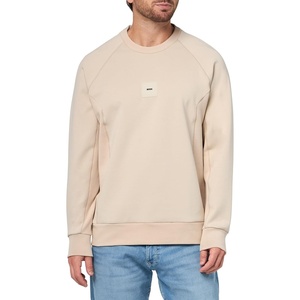 BOSS Men’s Badge Logo Cotton Blend Sweatshirt(Peyote Beige)