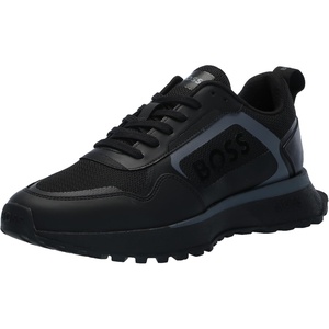 BOSS Men’s Big Logo Mesh Mix Lace Up Sneaker(Black Pepper)