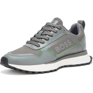 BOSS Men’s Big Logo Mesh Mix Lace Up Sneaker(Pewter Green)