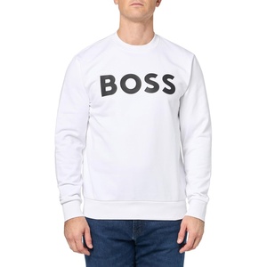 BOSS Men’s Bold Logo Sporty French Terry Sweatshirt(Blank White)