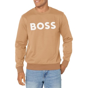 BOSS Men’s Bold Logo Sporty French Terry Sweatshirt(Brownsville Beige)