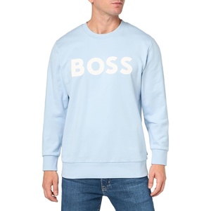 BOSS Men’s Bold Logo Sporty French Terry Sweatshirt(Chambray Blue)