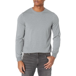 BOSS Men’s Botto Crew Neck Ribbed Cuff Sweater(Light Melange Grey)