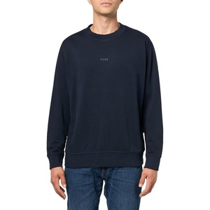 BOSS Men’s Center Logo Crew Neck Sweatshirt(Deep Navy Blue)