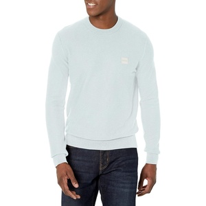 BOSS Mens Cotton Blend Logo Patch Sweater(Ice Flow)