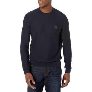 BOSS Mens Cotton Blend Logo Patch Sweater(Sky Captain Navy)