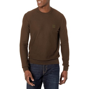 BOSS Mens Cotton Blend Logo Patch Sweater(Yucca Green)