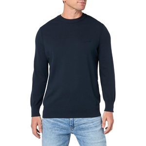 BOSS Men’s Cotton Blend Small Logo V-Neck Sweater(Midnight Navy)
