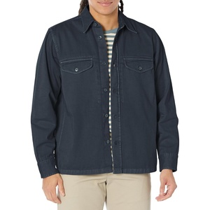 BOSS Men’s Front Pocket Button Twill Over Shirt(Deep Sea Blue)