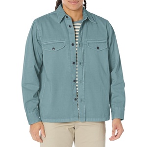 BOSS Men’s Front Pocket Button Twill Over Shirt(Goblin Green)