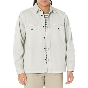 BOSS Men’s Front Pocket Button Twill Over Shirt(Harbor Mist)