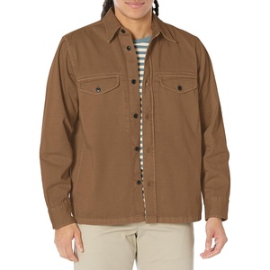 BOSS Men’s Front Pocket Button Twill Over Shirt(Teak Wood Brown)
