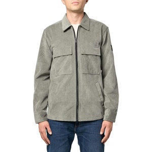 BOSS Men’s Heavy Corduroy Zip Closure Overshirt(Fossil Grey)