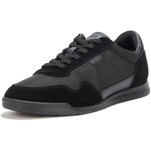 BOSS Men’s Leather Mix Low Top Sneaker(Catfish Black)